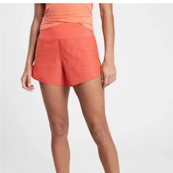 Athleta Run With It Space Dye Orange Textured 3.5” Short Size 1X - Picture 1 of 7